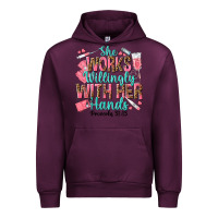 Mauve Wine she works willingly with her hands Urban Hoodie - texasbilliewilder