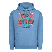 Pigment Pebble Blue she works willingly with her hands Urban Hoodie - texasbilliewilder