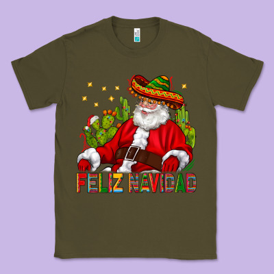 Feliz Navidad Santa With Cactus Classic Tee Designed By Bundleandbundleshop