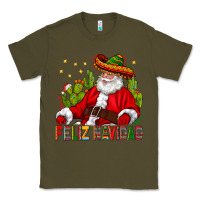 Army Green Feliz Navidad Santa With Cactus Classic Tee - BundleAndBundleShop