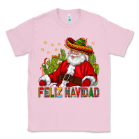 Bubblegum Pink Feliz Navidad Santa With Cactus Classic Tee - BundleAndBundleShop