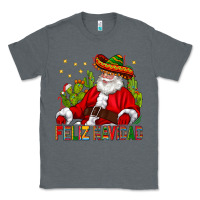 Charcoal Heather Feliz Navidad Santa With Cactus Classic Tee - BundleAndBundleShop