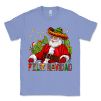 Colony Blue Feliz Navidad Santa With Cactus Classic Tee - BundleAndBundleShop