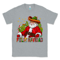 Heather Grey Feliz Navidad Santa With Cactus Classic Tee - BundleAndBundleShop