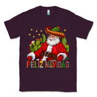 Plum Feliz Navidad Santa With Cactus Classic Tee - BundleAndBundleShop