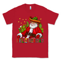 Red Feliz Navidad Santa With Cactus Classic Tee - BundleAndBundleShop