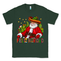 Sports Green Feliz Navidad Santa With Cactus Classic Tee - BundleAndBundleShop