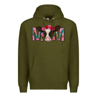 Army Green mom with cow mothers day Premium Hoodie - texasbilliewilder