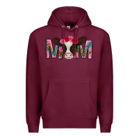 Burgundy mom with cow mothers day Premium Hoodie - texasbilliewilder