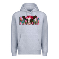 Heather Grey mom with cow mothers day Premium Hoodie - texasbilliewilder