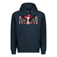 Navy mom with cow mothers day Premium Hoodie - texasbilliewilder