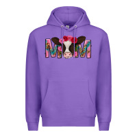 Purple mom with cow mothers day Premium Hoodie - texasbilliewilder