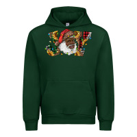 Forest Green african american santa joy with sunflowers Urban Hoodie - RanaPortraitStore