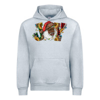 Heather Grey african american santa joy with sunflowers Urban Hoodie - RanaPortraitStore