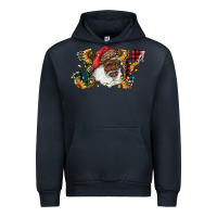 Navy african american santa joy with sunflowers Urban Hoodie - RanaPortraitStore