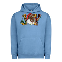 Pigment Pebble Blue african american santa joy with sunflowers Urban Hoodie - RanaPortraitStore