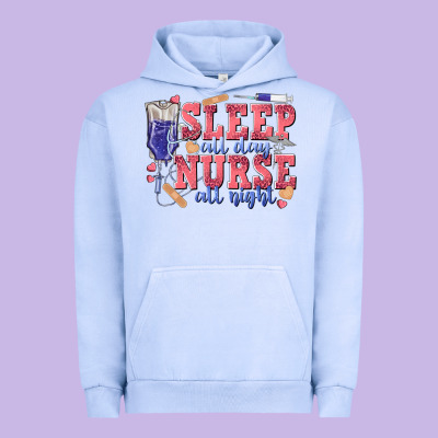 Sleep All Day Nurse All Night Urban Hoodie Designed By Texasbilliewilder