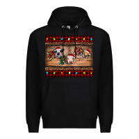 Black hohoho christmas cows Premium Hoodie - RanaPortraitStore