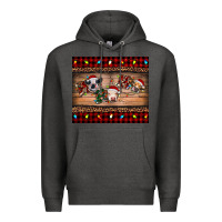 Charcoal Heather hohoho christmas cows Premium Hoodie - RanaPortraitStore