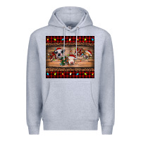 Heather Grey hohoho christmas cows Premium Hoodie - RanaPortraitStore