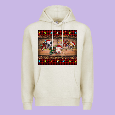 Hohoho Christmas Cows Premium Hoodie Designed By Ranaportraitstore