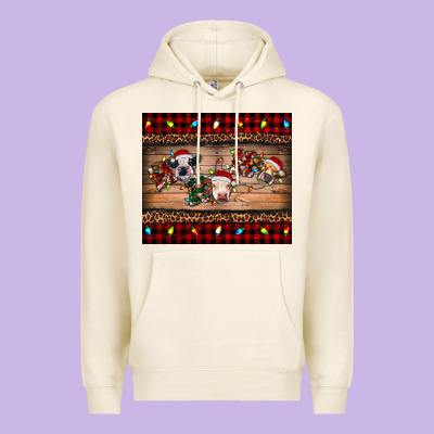 Hohoho Christmas Cows Premium Hoodie Designed By Ranaportraitstore