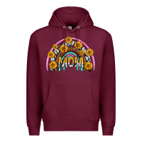 Burgundy mom with sunflower rainbow mothers day Premium Hoodie - texasbilliewilder