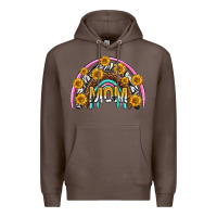 Coffee mom with sunflower rainbow mothers day Premium Hoodie - texasbilliewilder