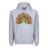 Heather Grey mom with sunflower rainbow mothers day Premium Hoodie - texasbilliewilder