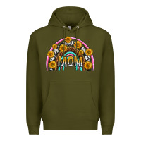 Army Green mom with sunflower rainbow mothers day Premium Hoodie - texasbilliewilder