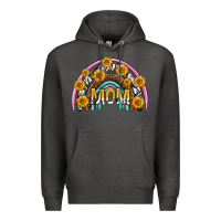 Charcoal Heather mom with sunflower rainbow mothers day Premium Hoodie - texasbilliewilder