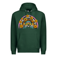 Sports Green mom with sunflower rainbow mothers day Premium Hoodie - texasbilliewilder