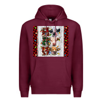 Burgundy ho ho ho christmas cow Premium Hoodie - RanaPortraitStore