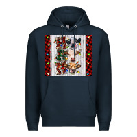 Navy ho ho ho christmas cow Premium Hoodie - RanaPortraitStore