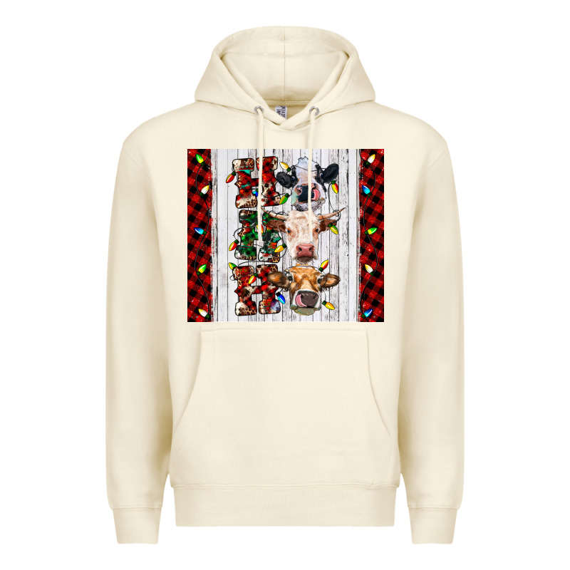 Ho Ho Ho Christmas Cow Premium Hoodie by RanaPortraitStore | Teevron