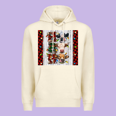 Ho Ho Ho Christmas Cow Premium Hoodie Designed By Ranaportraitstore