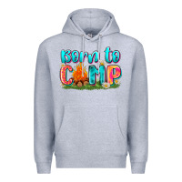 Heather Grey born to camp Premium Hoodie - Zillion Design Studio