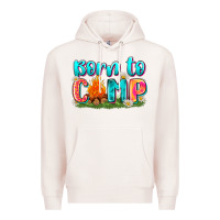 Pale Pink born to camp Premium Hoodie - Zillion Design Studio