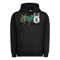 Pigment Black peace love white sepherd Urban Hoodie - RanaPortraitStore