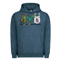 Pigment Midnight Navy peace love white sepherd Urban Hoodie - RanaPortraitStore