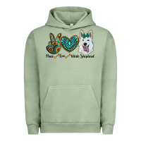 Pigment Oil Green peace love white sepherd Urban Hoodie - RanaPortraitStore