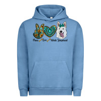 Pigment Pebble Blue peace love white sepherd Urban Hoodie - RanaPortraitStore