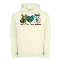 Pigment Pistachio peace love white sepherd Urban Hoodie - RanaPortraitStore