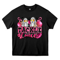 Black tackle cancer with ghosts playing football Heavy Core Tee - LillyAllenDesigns
