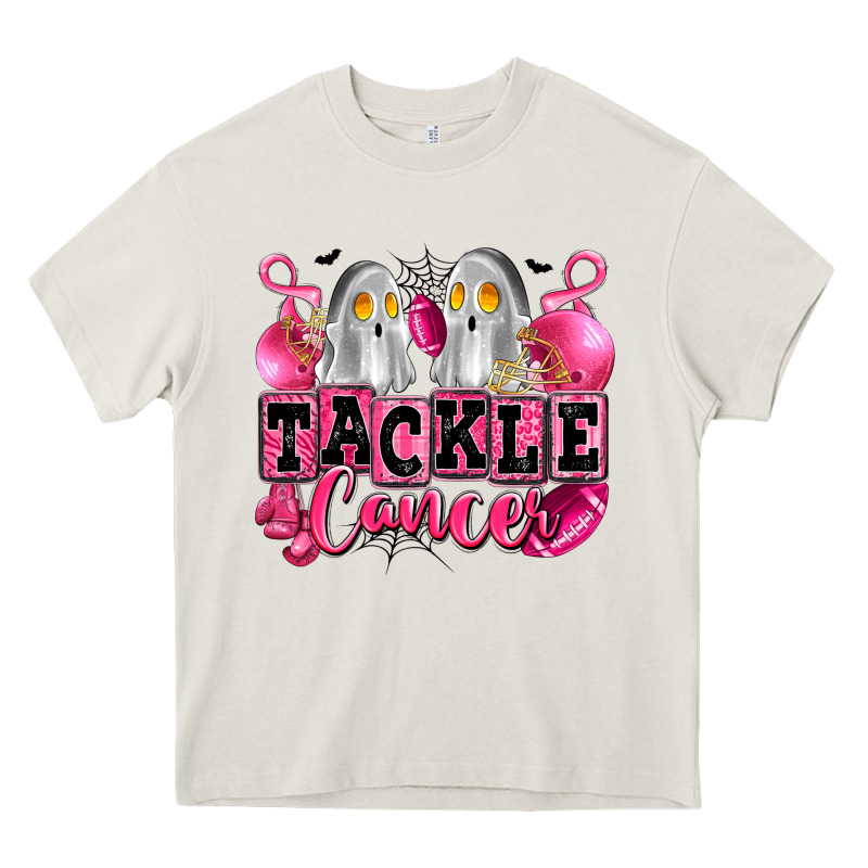 Tackle Cancer With Ghosts Playing Football Heavy Core Tee by LillyAllenDesigns | Teevron