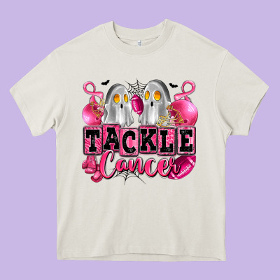 Tackle Cancer With Ghosts Playing Football Heavy Core Tee Designed By Lillyallendesigns