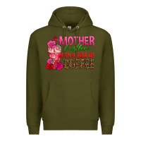 Army Green mother hustler wt a side of coffee Premium Hoodie - texasbilliewilder