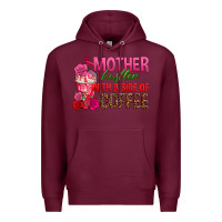 Burgundy mother hustler wt a side of coffee Premium Hoodie - texasbilliewilder