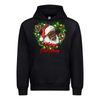 Black merry christmas african american santa with wreath Urban Hoodie - RanaPortraitStore
