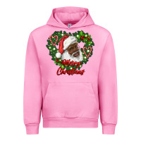 Fuchsia Pink merry christmas african american santa with wreath Urban Hoodie - RanaPortraitStore